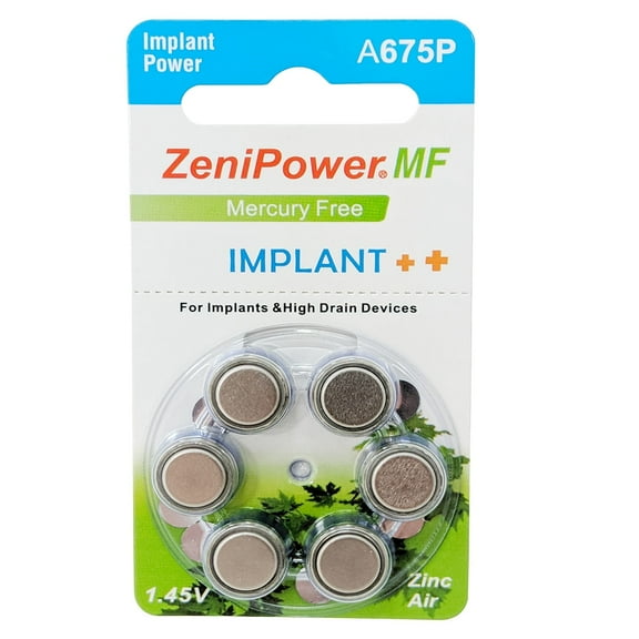ZeniPower Extra High Power Cochlear Implant BTE Speech Processor Batteries Zinc Air 1.4V Size 675P, 675CI, Implant Plus (600 Batteries)