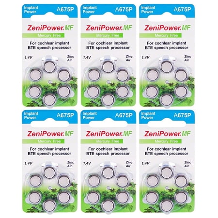 ZeniPower Mercury Free Cochlear Implant Batteries 36 Batteries