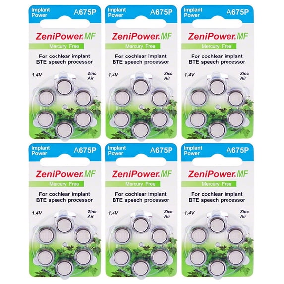 ZeniPower Mercury Free Cochlear Implant Batteries 36 Batteries
