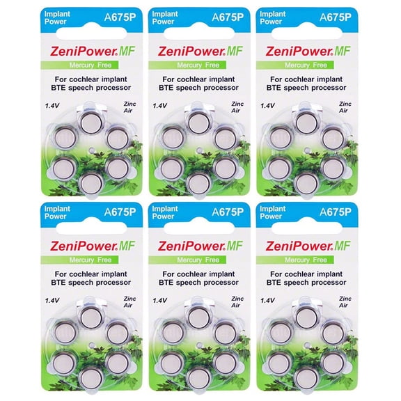 ZeniPower Mercury Free Cochlear Implant Batteries 36 Batteries