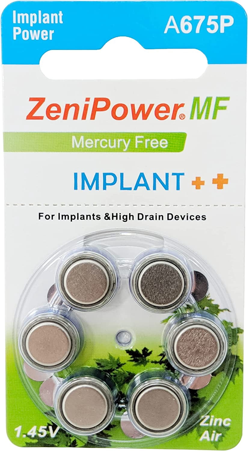ZeniPower Hearing Aid Cochlear Implant Batteries, Mercury Free, Long ...