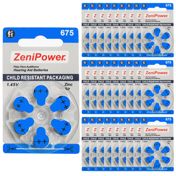 ZeniPower Mercury Free Hearing Aid Batteries Size 675 (180 Batteries)