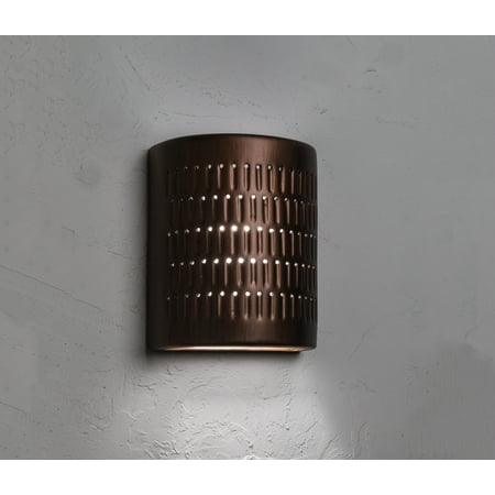 Zenia 10" High Ceramic Outdoor Wall Light, Rubbed Copper Painted Finish, LED Bulb Included