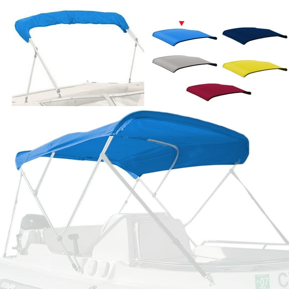 Zenicham 3 Bow Bimini Top Replacement Cover Easy Install Zipper Sleeves Boat Awning/Without Frame, Grey 6'L 79"-84" W