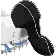 Zenicham 600D Fade and Crack Resistant Full Outboard Motor Cover,Heavy-Duty Waterproof and UV-Proof Boat Motor Cover,Trailerable Boat Engine Cover with Reflective Strips BlackFits 20-30 HP