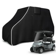 Zenicham 2/4 Passenger Golf Cart Cover Waterproof, 600D Heavy Duty Golf Cart Cover with Waterproof Strips Universal Fits for EZGO, Club Car, Yamaha Golf Cart(112"L×48"W×66"H, Gray/Black)