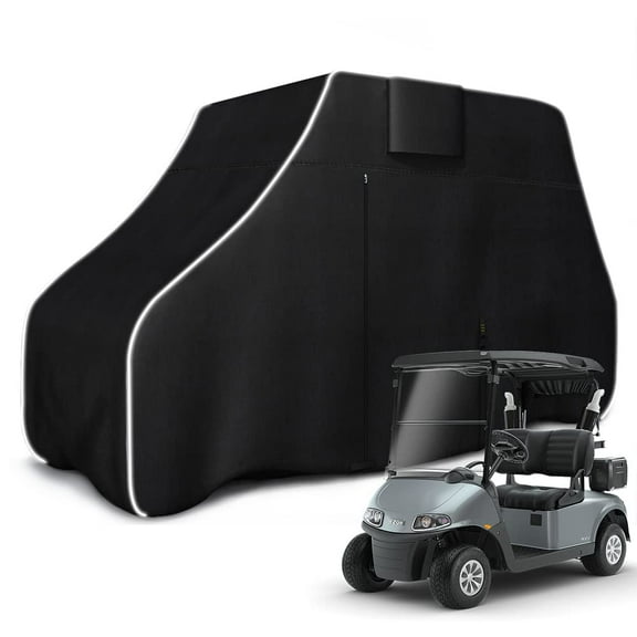Zenicham 600D Fade and Tear Resistant Golf Cart Cover Waterproof Black, (112" L×48" W×66" H)