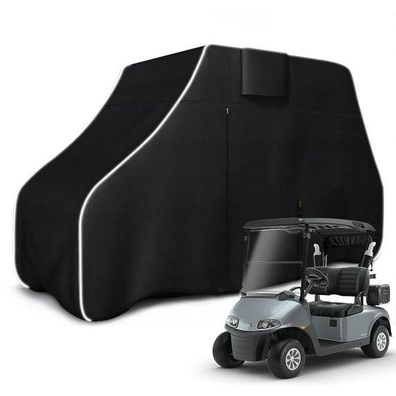 Zenicham 600D Fade and Tear Resistant Golf Cart Cover Waterproof Black, (112" L×48" W×66" H)