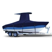 Zenicham 900D Marine Grade Fade and Tear Resistant Trailerable T-Top Boat Cover with Windproof Metal Buckle Straps Fit 26ft-28ft L(Navy)