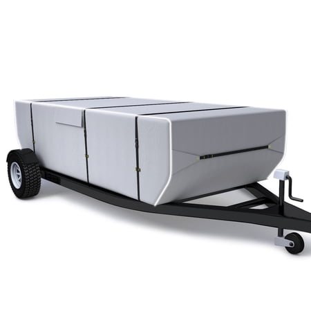 Zenicham 900D Pop Up Camper Covers,Waterproof Tent Trailer Cover with Reflective Strip,Fits for 12'-14',Camper RV Cover, Gray
