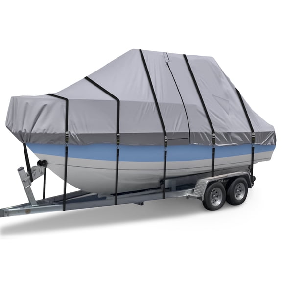 Zenicham 900D T Top Boat Cover - Heavy Duty Boat Cover, Waterproof T Top Hard Top Boat Cover, Trailerable Center Console Boat Cover, (Model - Length:18'-20', Beam Width: up to 102", Gray)