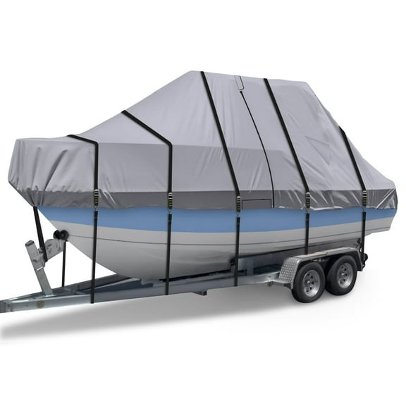 Zenicham 900D T Top Boat Cover - Heavy Duty Boat Cover, Waterproof T Top Hard Top Boat Cover, Trailerable Center Console Boat Cover, (Model - Length:18'-20', Beam Width: up to 102", Gray)