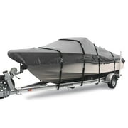 Zenicham 900D V-Hull Boat Cover - Trailerable Waterproof Boat Cover with Metal Buckle, Heavy Duty Boat Cover Fits V-Hull, Tri-Hull, Runabout, 20'-22' Long,Beam Width up to 100", Gray