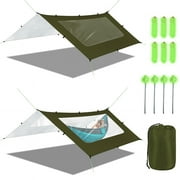 Zenicham Camping Tarp, Waterproof 5000mm Rating Hammock Rain Fly, UV UPF50+ Tent Tarp, Multifunctional Canopy Shelter for Backpacking, Hiking, Traveling, 10×10 FT