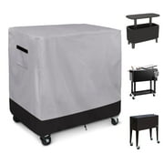 Zenicham Patio Cooler Cover, 600D Outdoor Rolling Cooler Cart Cover, Waterproof Ice Chest Cooler Cover Fits 80 Quart,Up to 43" L x 22" W x 32" H（Black/Gray）