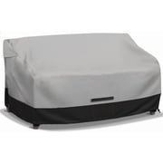 Zenicham Patio Loveseat Cover, 600D Heavy Duty Waterproof Couch Cover, Gray/Black 60"Wx35"Dx35"H