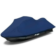 Zenicham Upgraded Fade and Crack Resistant Trailerable Jet Ski Cover, Heavy-Duty Waterproof and UV Protection PWC Cover,Jetski Watercraft Cover Fits from 126"-135" Navy