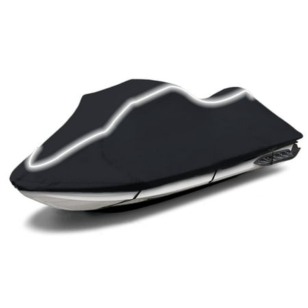 Zenicham Upgraded Fade and Crack Resistant Trailerable Jet Ski Cover, Heavy-Duty Waterproof and UV Protection PWC Cover,Jetski Watercraft Cover with Reflective Strips Fits from 116"-125" Black