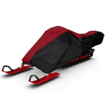 Zenicham Upgraded Heavy Duty Trailerable Waterproof Snowmobile Cover, Red/Black, Fit up to 130"