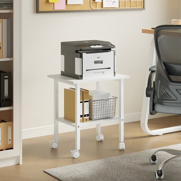 Zenira 2-Tier Metal Rolling Storage Cart,Mobile Utility Side Table Organizer for Home Office Living Room