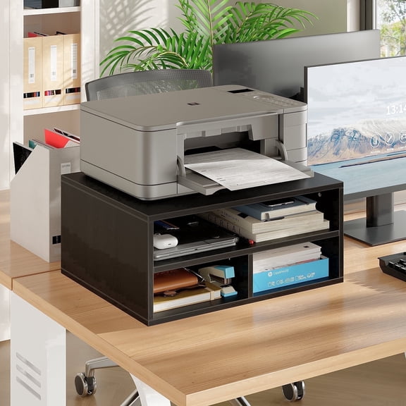 YQ JENMW 2-Tier Desktop Printer Stand,Desk File Organizer,Storage Shelf for Home Office,Bedroom,Study