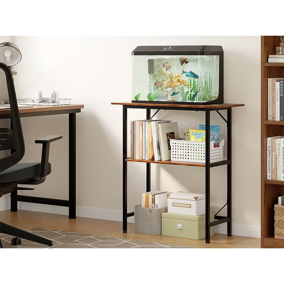 Zenira 30 inch Aquarium Stand, 2 Tier Heavy Duty, Brown