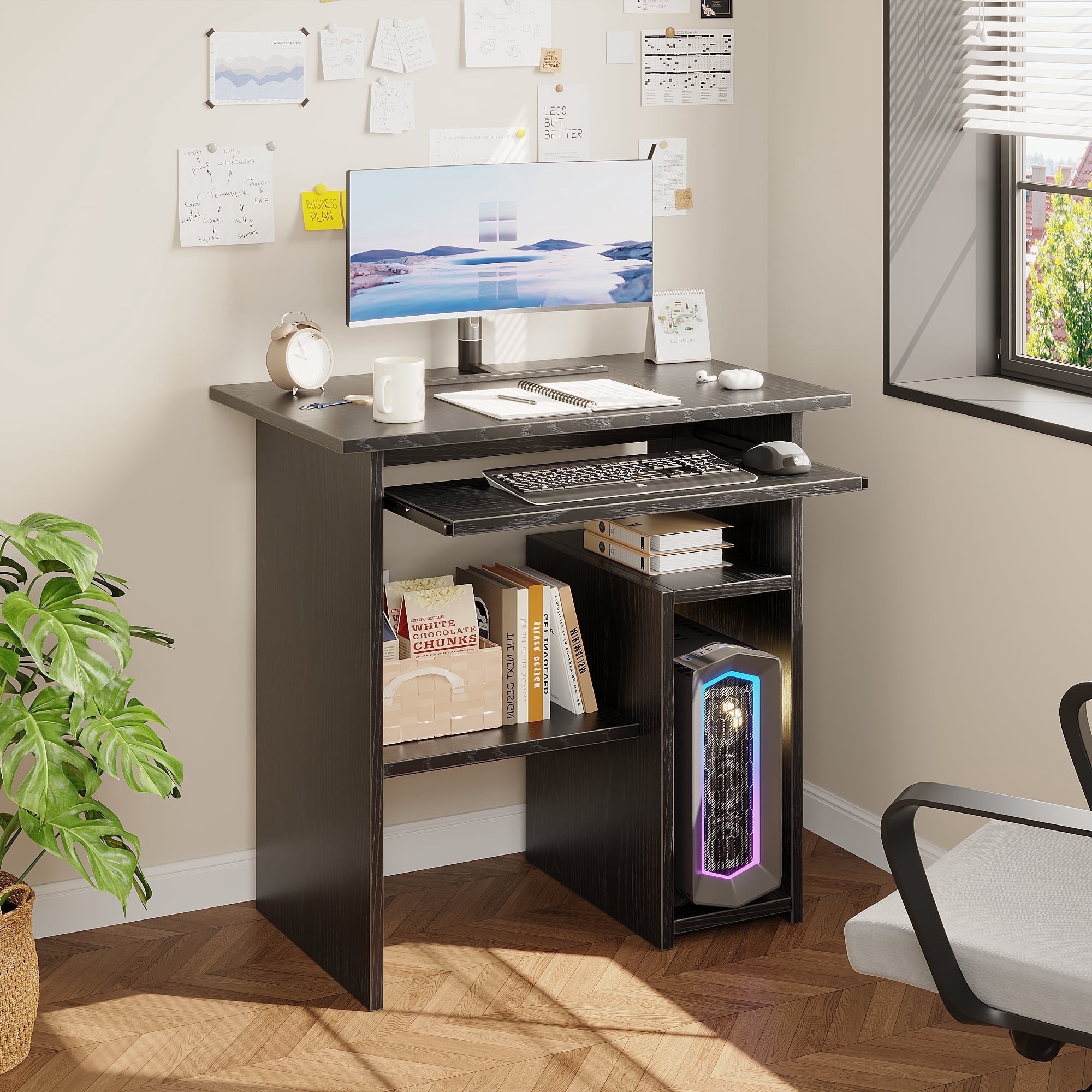 Zenira Small Computer Desk for Home Office - Compact Desktop PC and ...