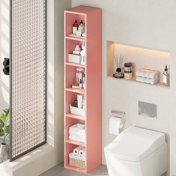 Zenira Tall Narrow Bookcase, Vertical Storage Organizer with Open Shelves, Ideal for Adults in Home Office & Living Room