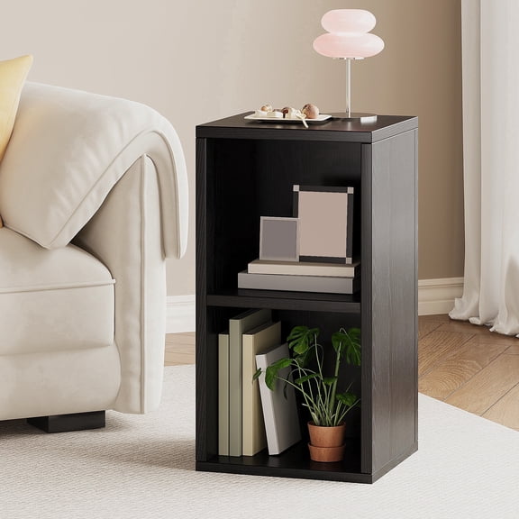 YQ JENMW 2-Tier Bookcase,Narrow Bookshelf Storage Organizer for Small Spaces,Bedroom,Office,Black
