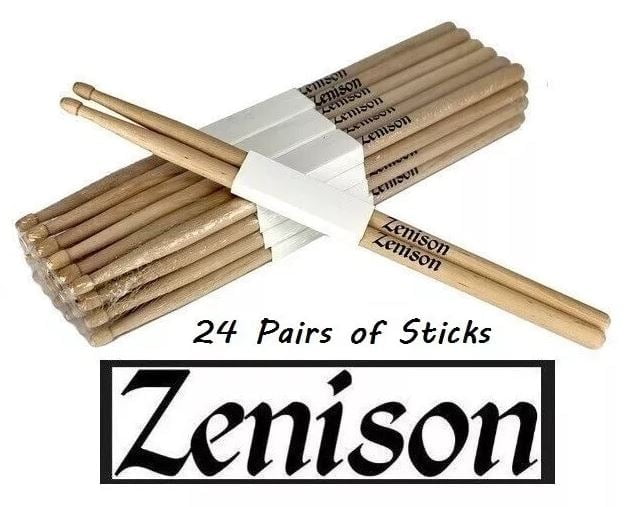 24 pairs - 2b wood tip natural maple drumsticks pro 48 drum sticks new