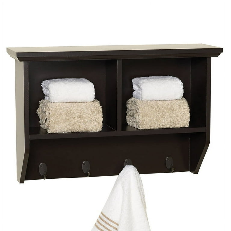 25 in. W Bath Storage Shelf with Towel Rod in Espresso 25 in. W Bath Storage Shelf with Towel Rod in Espresso