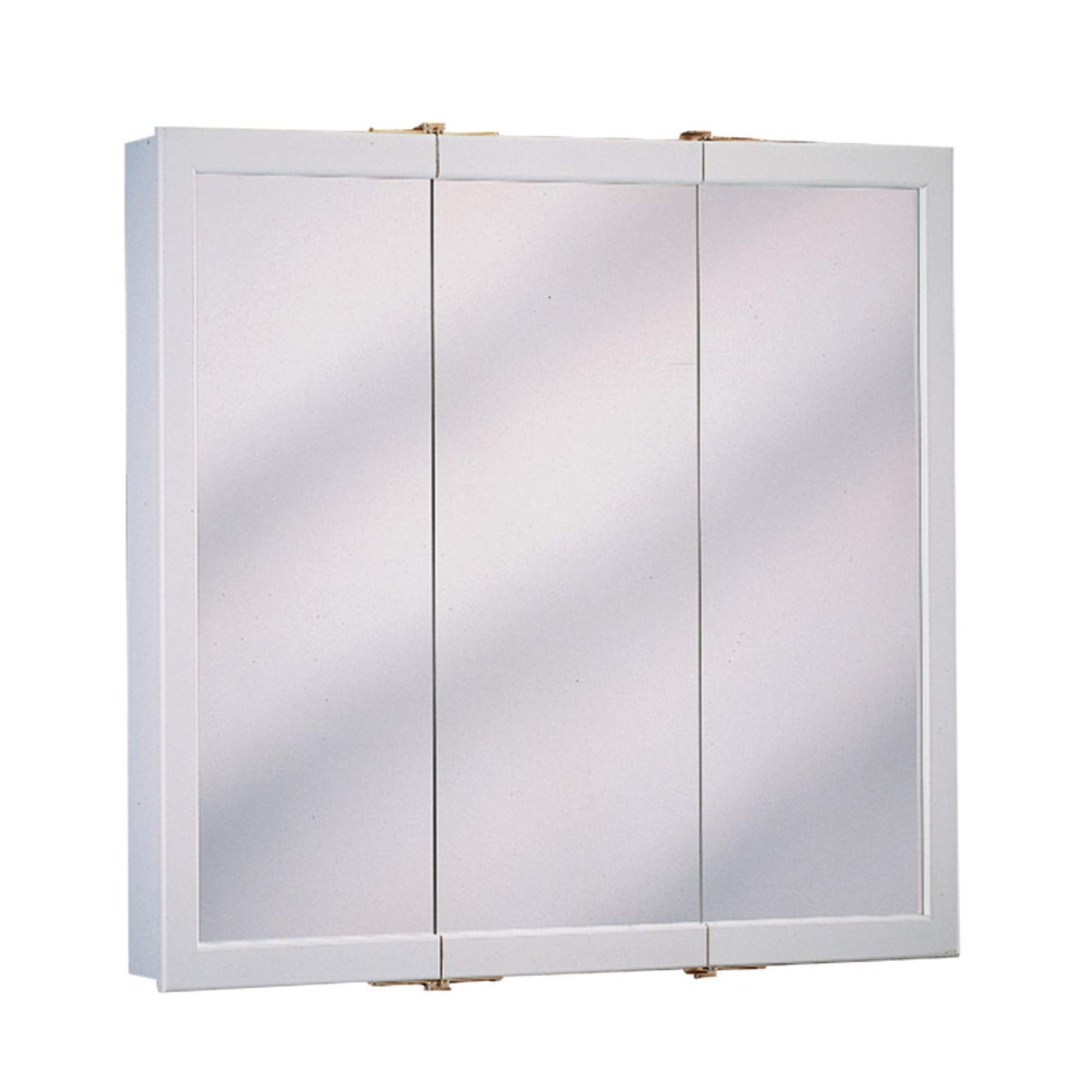 White Wood Tri-View Medicine Cabinet with Adjustable Shelves