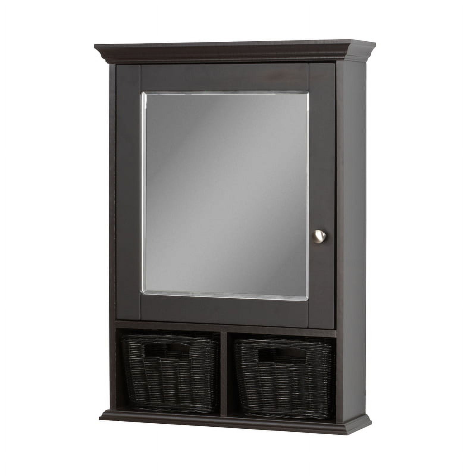 21 in. x 29 in. Wood Surface Mount Medicine Cabinet with Baskets in White with Beveled Mirror 21 in. x 29 in. Wood Surface Mount Medicine Cabinet with Baskets in White with Beveled Mirror