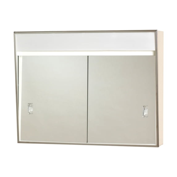 Zenith 701L 23.38 in. x 18.13 in. Economy Lighted Sliding Surface-Mount Medicine Cabinet White
