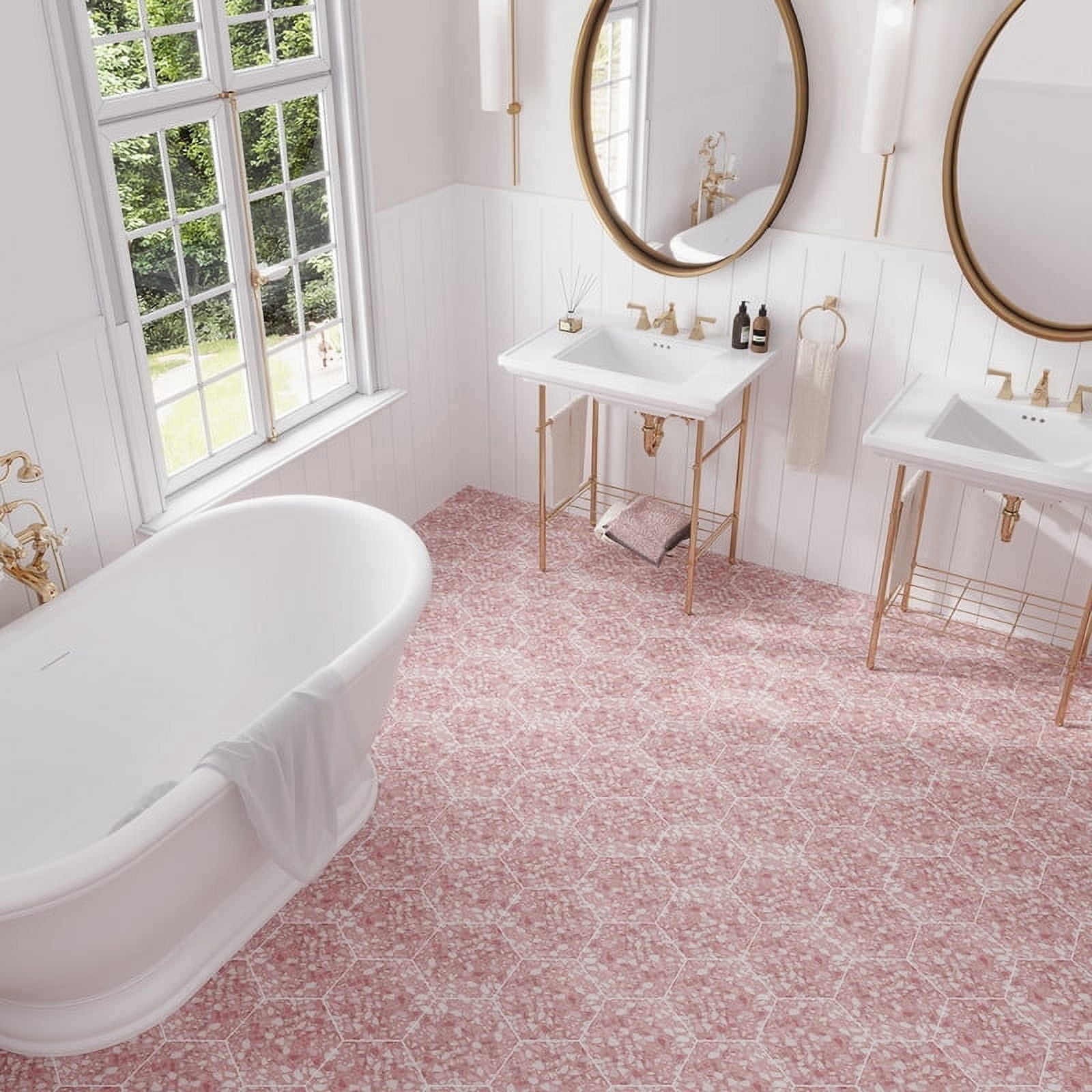 Zenith Tile Zenith 9 x 11 in. Matte Blush Pink Porcelain Hexagon Wall and Floor ...