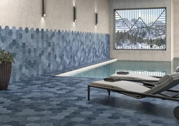 Zenith Tile Zenith 9 x 11 in. Matte Slate Blue Porcelain Hexagon Wall and Floor ...