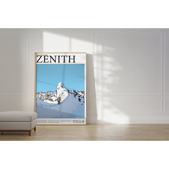 Zenith Alps Art Print, Vintage Skiing Poster, Unframed Paper Poster 8x10in