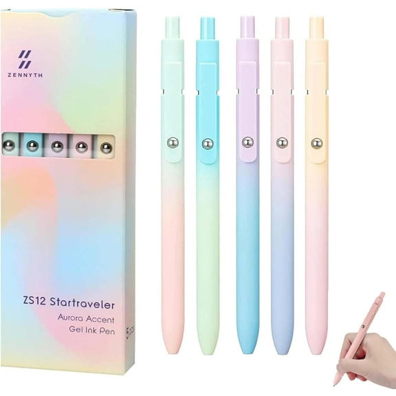 Zenith Gel Pens - Zennyth ZS12 Startraveler Aurora Accent Gel Ink Pen, Zenith Star Traveler Gel Ink Pens, Zenith 0.7mm Fine Point Retractable for Journaling and Sketching