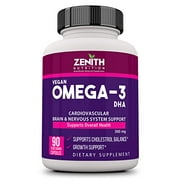 Zenith Nutrition Vegan Omega 3 DHA, Supports Heart, Brain, Joints & Immune System- 90 Veg Capsules