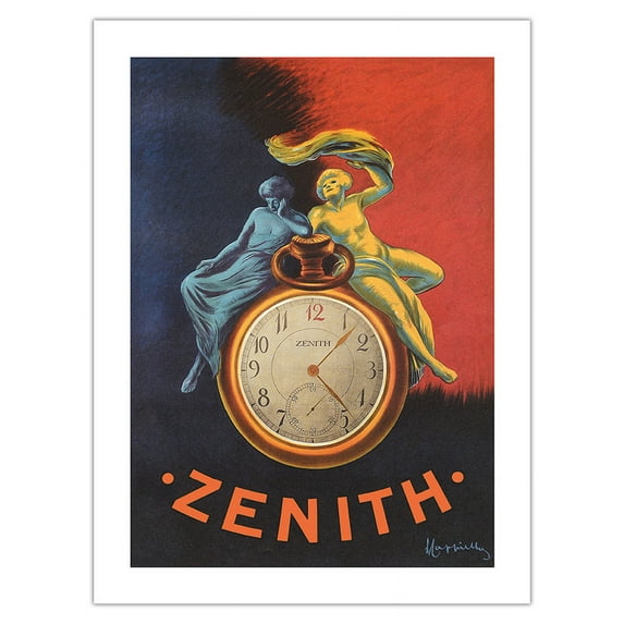 Zenith - Pocket Watch - Vintage Advertising Poster by Leonetto Cappiello c.1912 - Bamboo Fine Art 290gsm Paper (Unframed) 12x16in