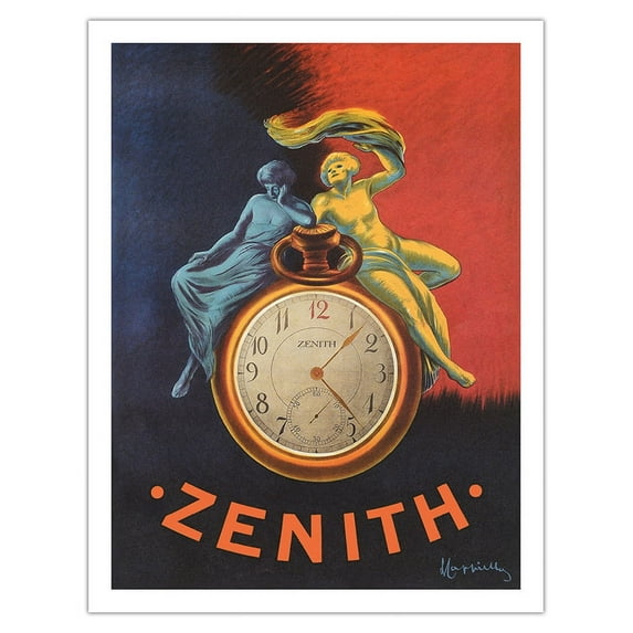 Zenith - Pocket Watch - Vintage Advertising Poster by Leonetto Cappiello c.1912 - Fine Art Matte Paper Print (Unframed) 20x26in