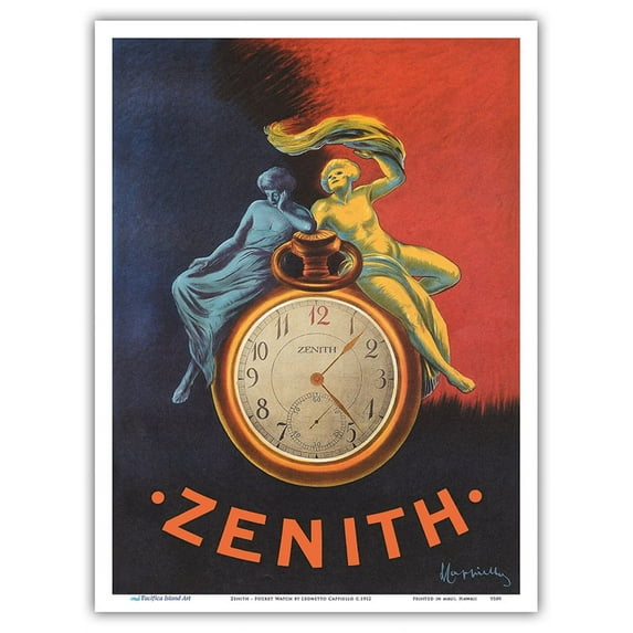 Zenith - Pocket Watch - Vintage Advertising Poster by Leonetto Cappiello c.1912 - Master Art Print (Unframed) 9in x 12in