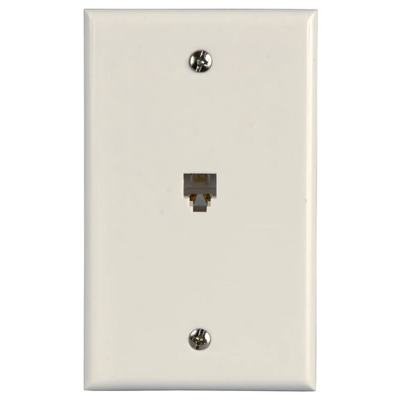 Zenith TW1001SW Telephone Wallplate, 4-1/2 in L, 2-3/4 in W, 1 -Gang, White