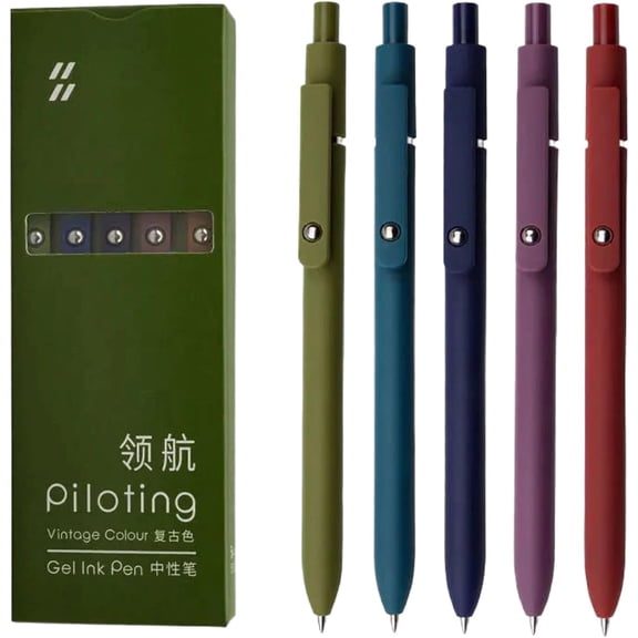 Zenith Zs12 Star Traveler Pens, Zennyth Zs12 Startraveler Aurora Accent Gel Ink Pen, Zenith Zs12 Startraveler Gel Ink Pen, Fine Point, Dry Quickly, Soft Grip Reduce Hand Fatigue(5pcs Retro color)