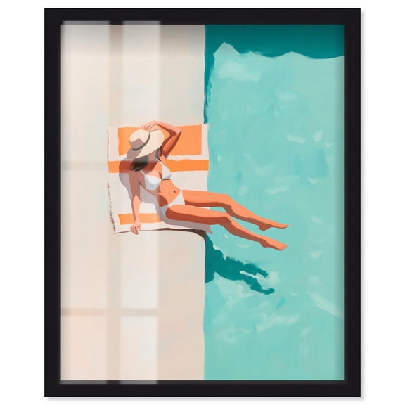 Zenith of Relaxation I Shadowbox Print Retro Summer Decor by Art Remedy, Black Frame, 24 x 30
