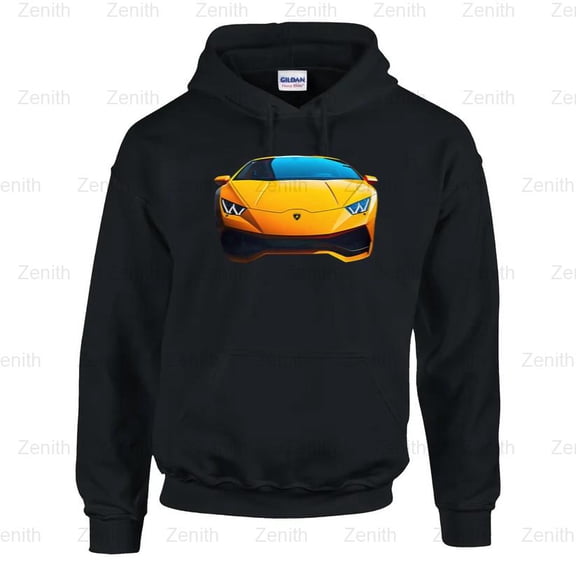 Zenith55 Yellow Exotic Car Lambo Lamborghini Hoodie Men's Tee, Cotton, for Unisex, up to size 5XL.