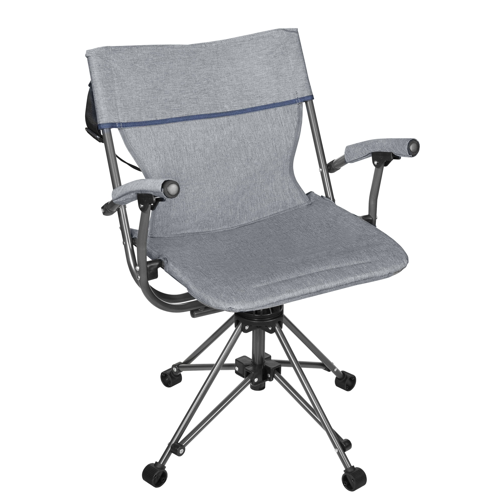 Blue Grey 360 Swivel Folding Camping Chair with Armrests