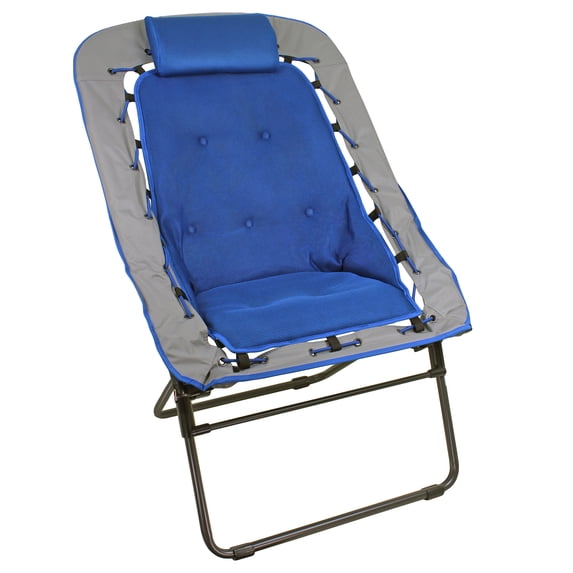 Zenithen Foldable Rectangular Air Mesh Outdoor Bungee Chair, Blue/Gray Pack of 1