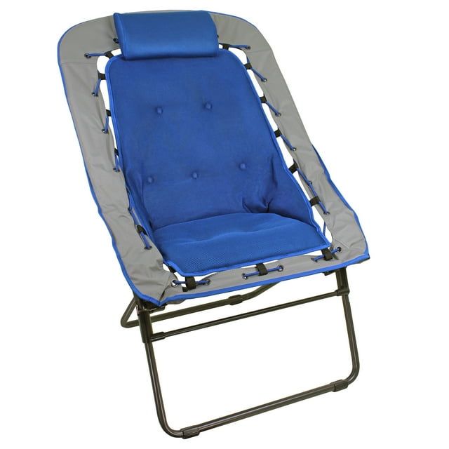 Zenithen Foldable Rectangular Air Mesh Outdoor Bungee Chair, Blue/Gray