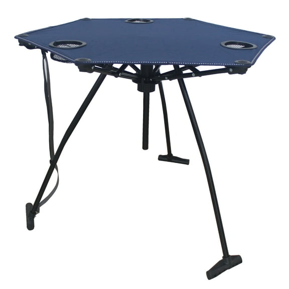 Zenithen High Tension Folding Portable Fabric Table with Cup Holders, Dark Blue